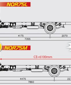 Bản vẽ xe tải Isuzu 5t thùng 5m8 và 6m1 NQR75L và NQR75M