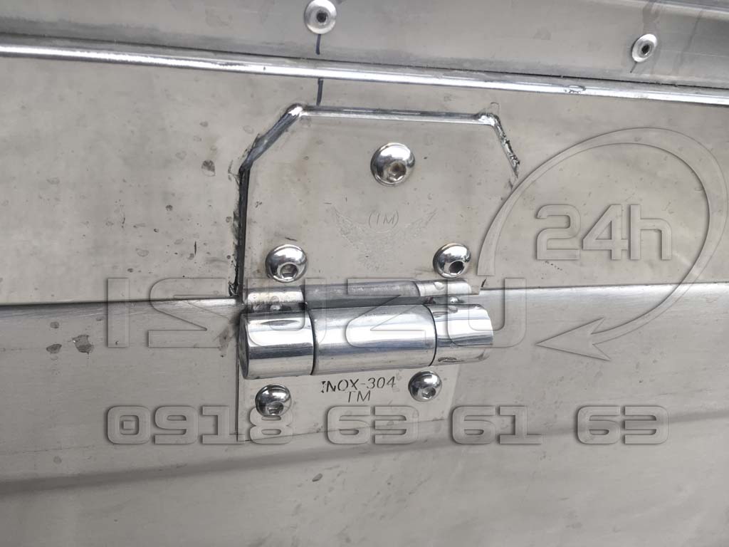 Bản lề thùng inox 304 TM xe tải Isuzu 1T9 NMR 310 đầu vuông thùng mui bạt full inox 304