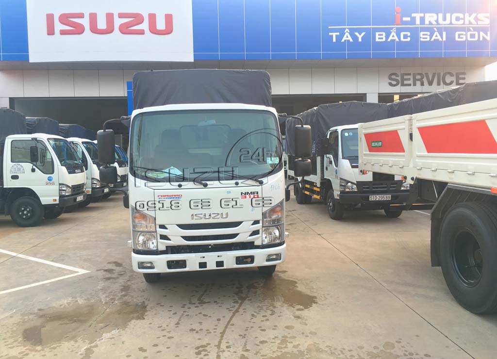 Cabin xe tải Isuzu 1T9 NMR 310 đầu vuông thùng mui bạt full inox 304