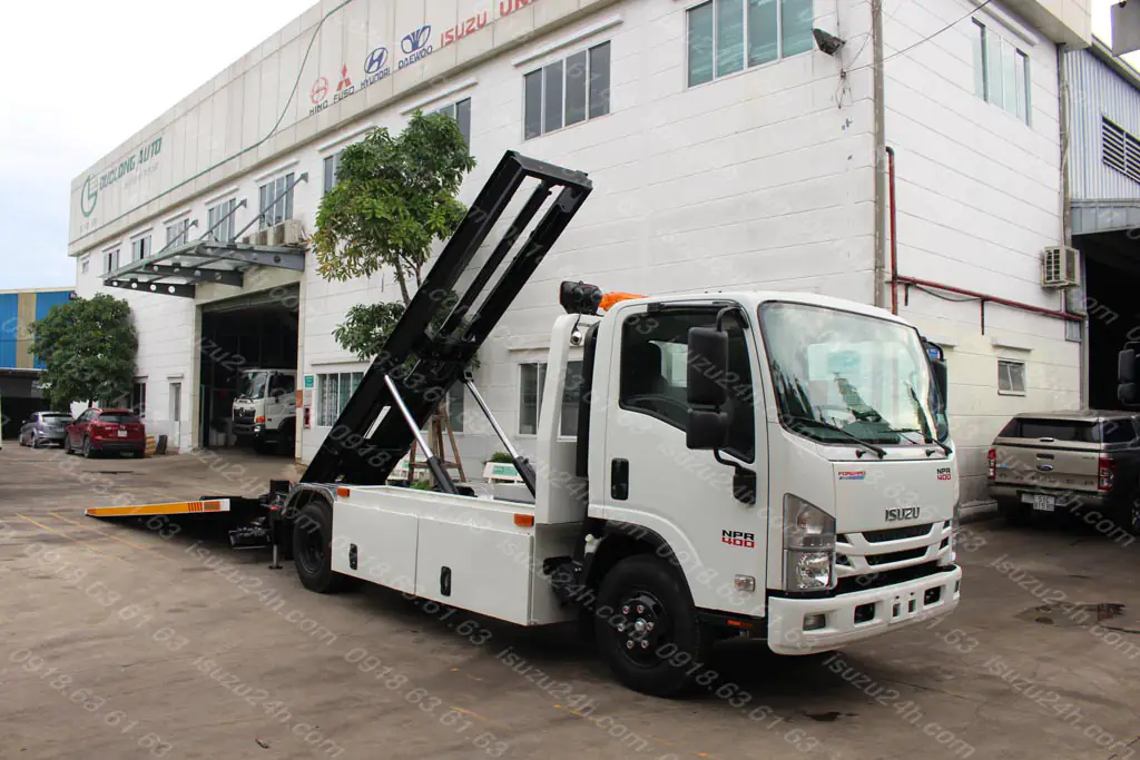 Thanh trượt nâng hạ giúp giảm góc lên xe cứu hộ sàn trượt 2T3 NPR 400